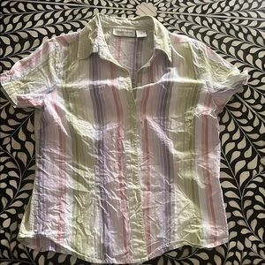 Lemon grass super cute, Striped Button-Up Shirt- pardon my wrinkles!